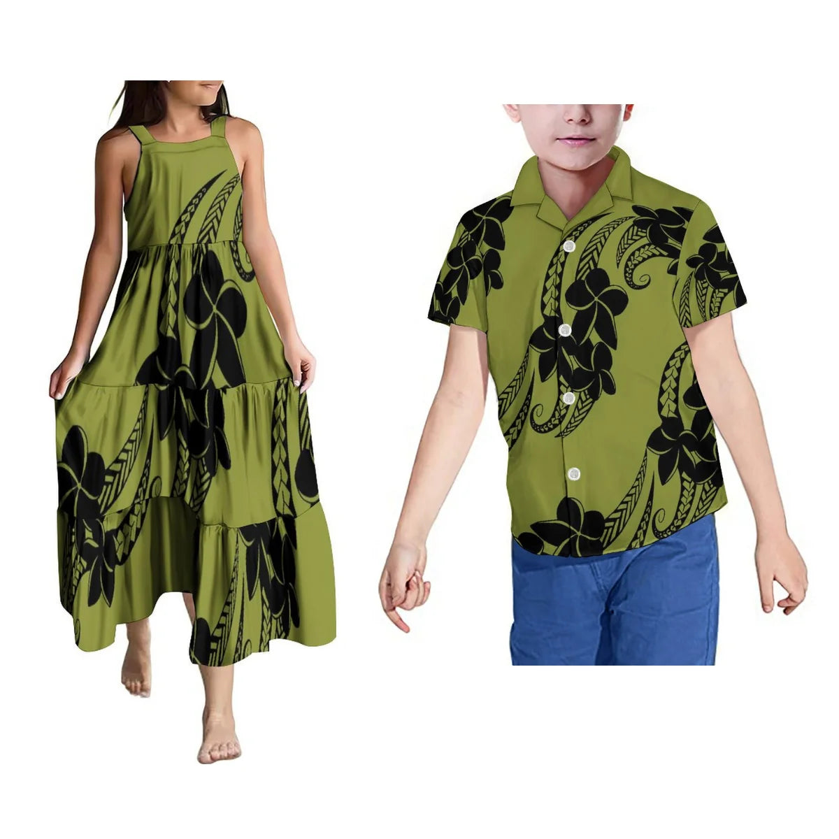 Tiare Kids Halter Long Dress and Matching Shirts - Tiare Customs