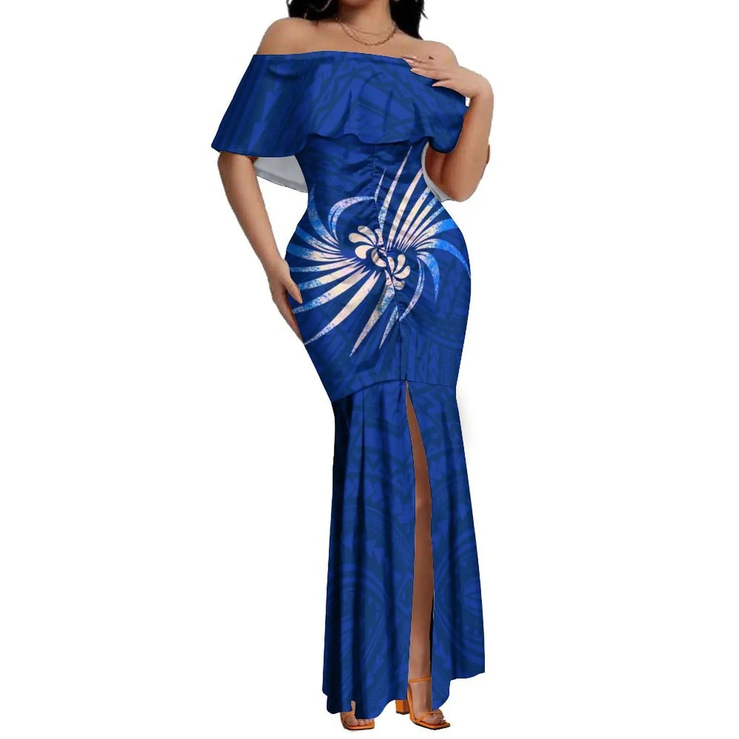 Tiare Scrunchie Split Island Dress and Matching Men's Shirt - Tiare Customs