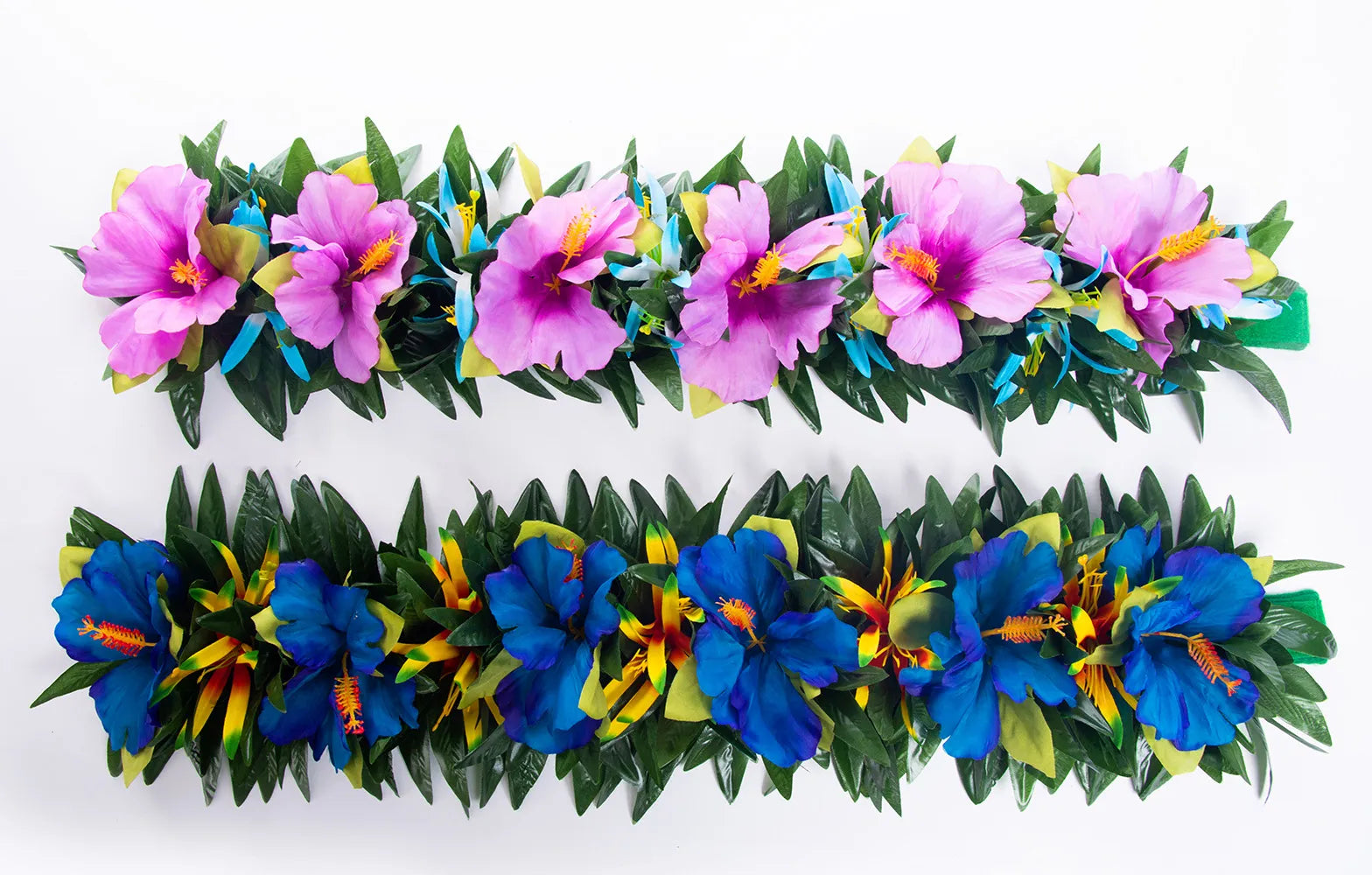 Silk Hibiscus with Leaves Headband Ei Katu - Tiare Customs 